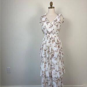 Floral Tiered White Dress